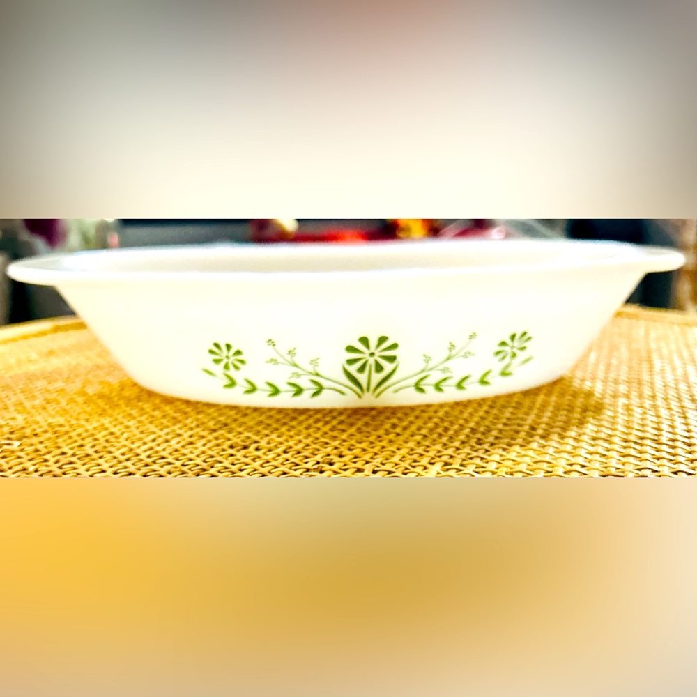 Vintage Glasbake Daisy Plate,, Oval Bowl, Milk Glass, Casserole Quiche Dish,